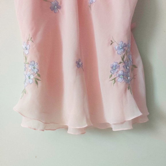 🧸 SOLD 🧸Baby Pink Cottagecore Floral Chiffon Top - Picture 3 of 11